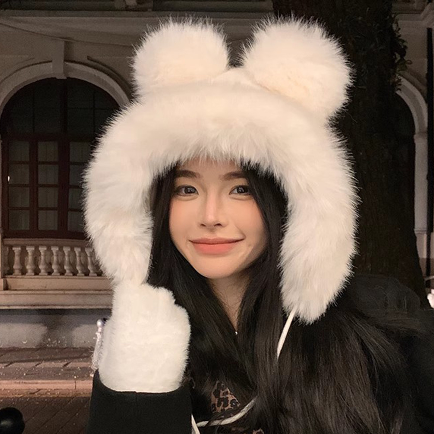 雷锋帽女秋冬毛茸茸护耳帽子