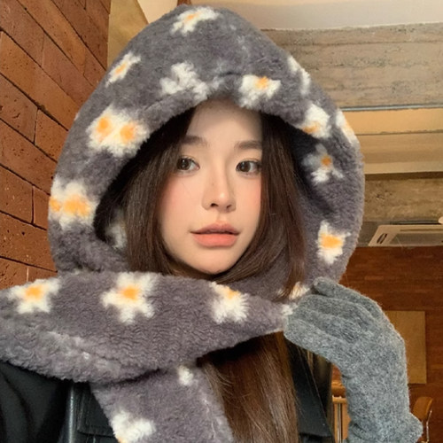 帽子围巾一体冬防寒保暖围脖护耳