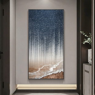 大芬村油画手绘星空高级感玄关客厅装 饰画肌理画轻奢走廊过道壁画