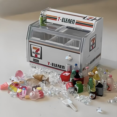 seven eleven冰箱贴创意7-11便利店迷你微缩模型创意磁吸发光装饰