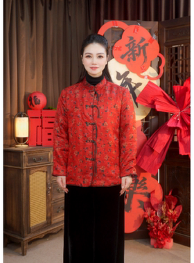 冬季气质新中式百搭保暖短款长袖棉服23290