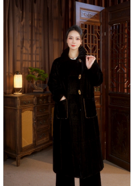 冬季新款百搭保暖中长款中国风复古棉服25452