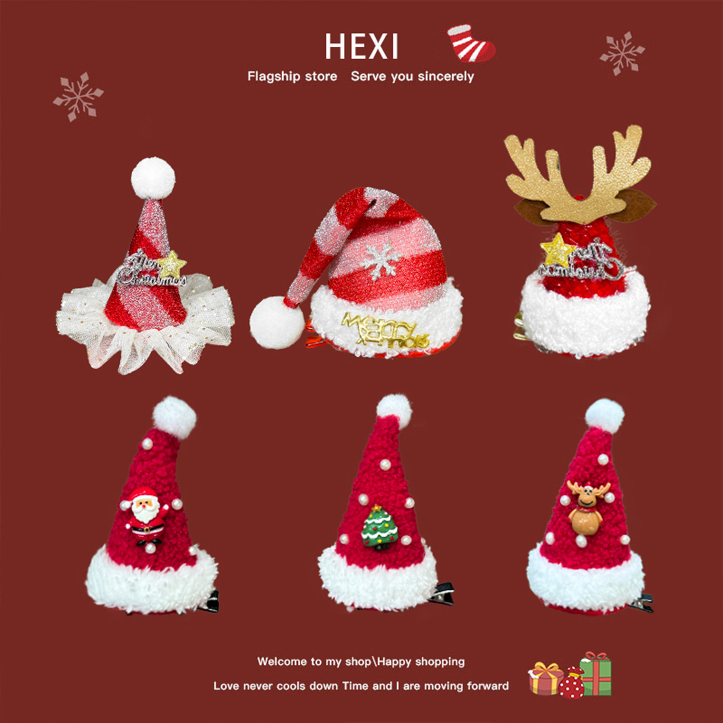 圣诞节发饰可爱红帽子发夹女2025新款秋冬夹子圣诞帽发卡配饰头饰