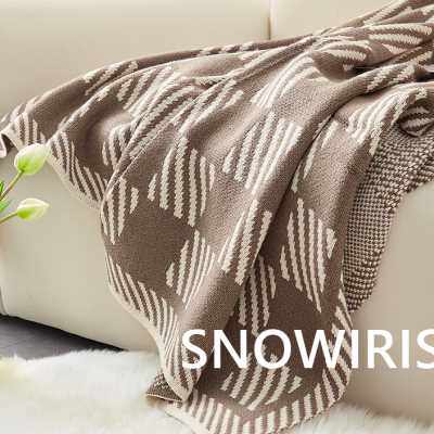 新款沙发毯办公室午休毯格子简约现代针织毯子盖腿秋冬加厚毛毯