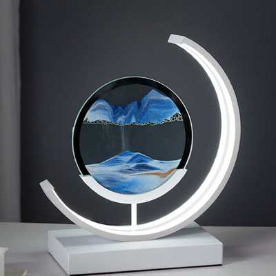 流沙画沙漏台灯艺术摆件动态书房书桌办公室装饰品生日创意山水画