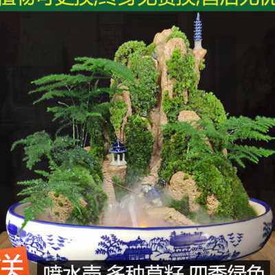 吸水奇石假山盆景小摆件上水石植物石头原天然室内山水流水版造景
