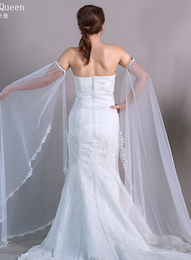 曼真抹胸吊带配饰花边长袖套 新娘派对超仙森系袖套VM31