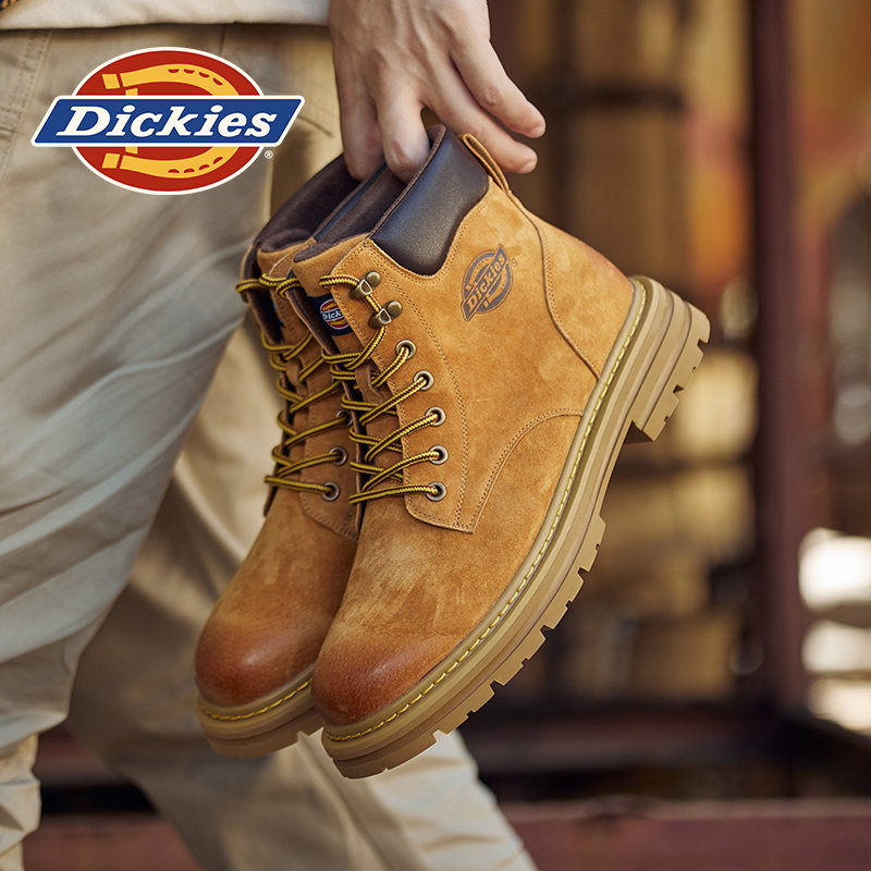 Dickies马丁靴男鞋2026春季新款复古工装大黄靴美式户外登山靴子