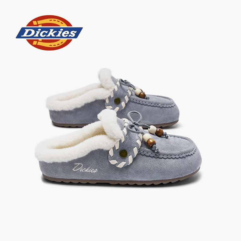 Dickies毛毛鞋女款半拖加绒棉拖