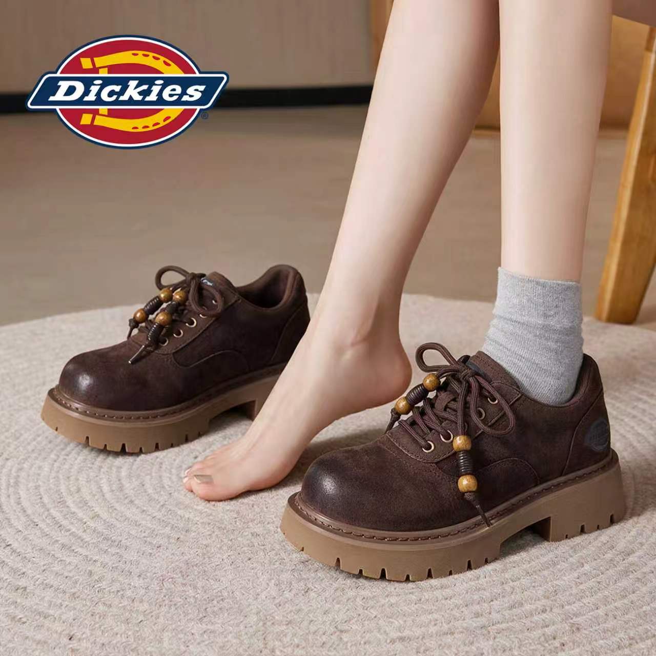 Dickies复古厚底增高德比鞋女图片