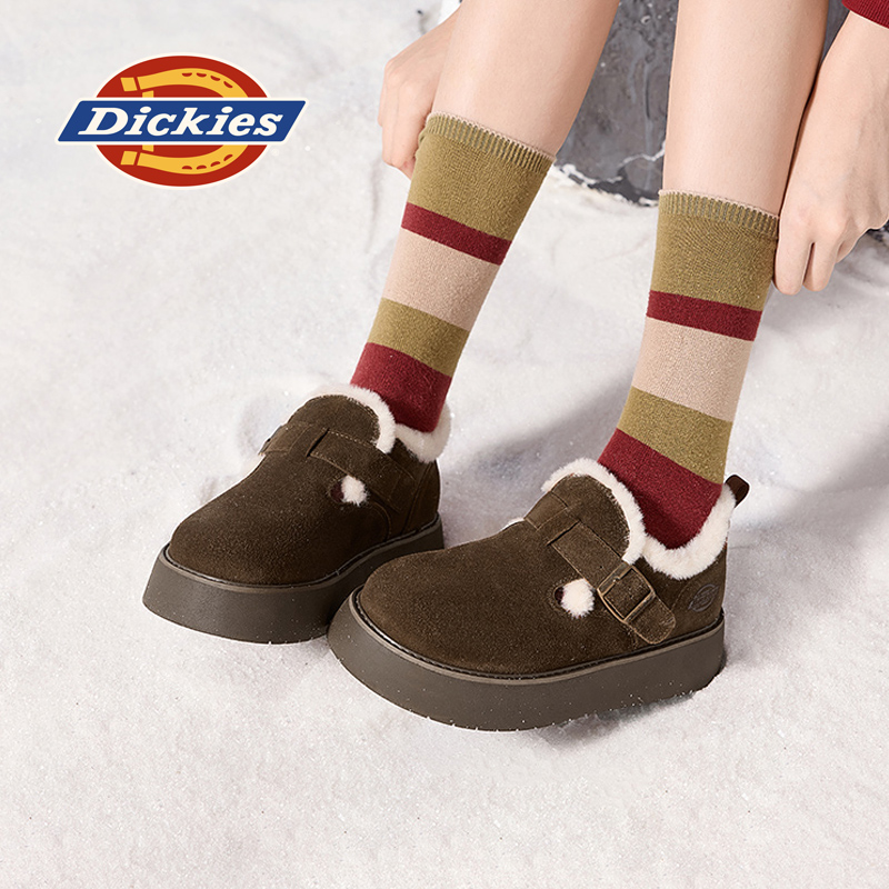 Dickies棉鞋女厚底雪地靴毛毛鞋