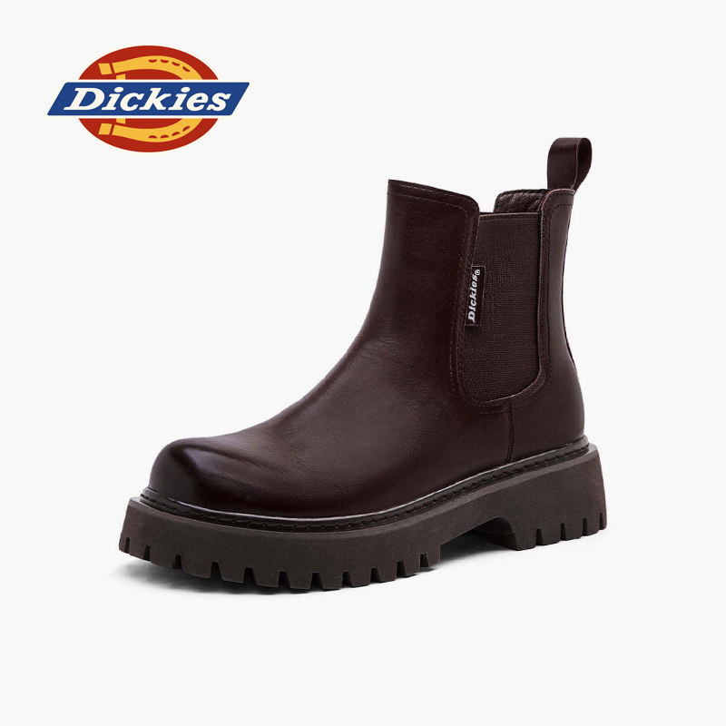 Dickies切尔西靴女鞋2025新款秋冬厚底增高短靴复古美拉德风皮靴,女鞋,烟筒靴,淘宝优惠券,粉丝福利购,淘宝优惠卷