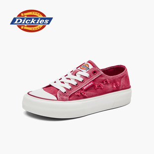 Dickies女鞋帆布鞋2026春夏新款休闲鞋做旧牛仔布低帮板鞋潮红鞋