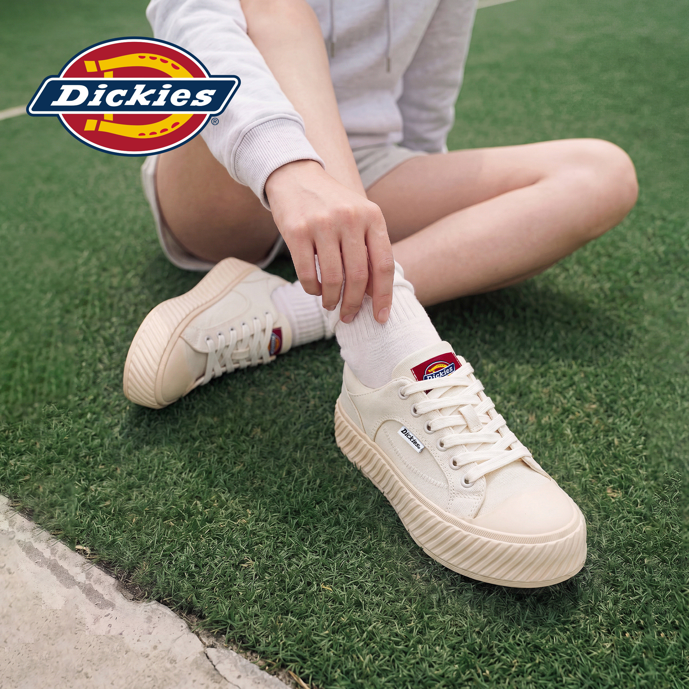 Dickies帆布鞋女夏季2026新款百搭厚底滑板鞋小白鞋增高休闲板鞋