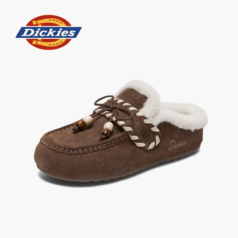 Dickies棉鞋女半拖毛毛鞋棉拖女