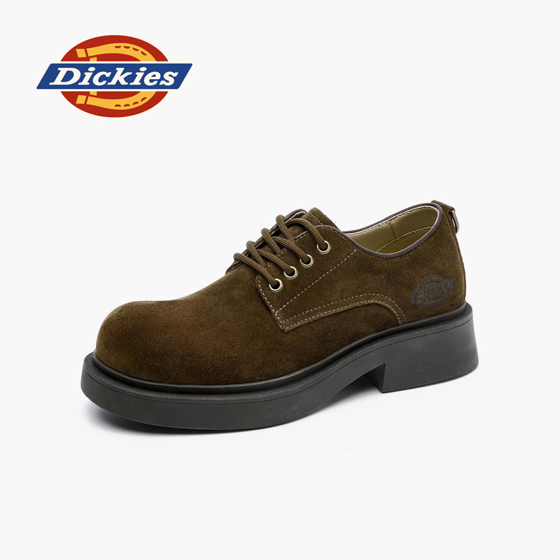 明星同款Dickies女鞋小皮鞋秋冬大头乐福鞋女厚底增高情侣德比鞋