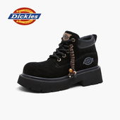 Dickies马丁靴女款 靴子 6cm增高工装 短靴2025新款 秋冬高帮小皮鞋