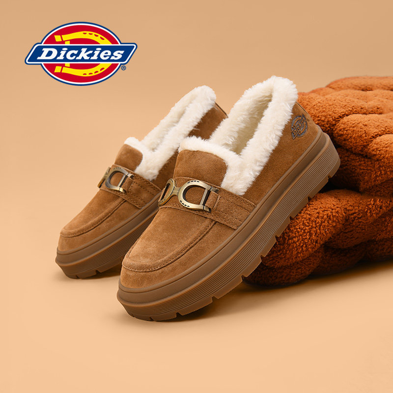 Dickies女鞋2025年冬季新款加绒保暖乐福鞋女厚底防滑棉靴毛绒鞋,女鞋,乐福鞋（豆豆鞋）,淘宝优惠券,粉丝福利购,淘宝优惠卷
