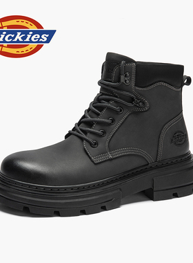 Dickies马丁靴男2025冬季新款靴子男英伦真皮短靴加绒工装靴厚底