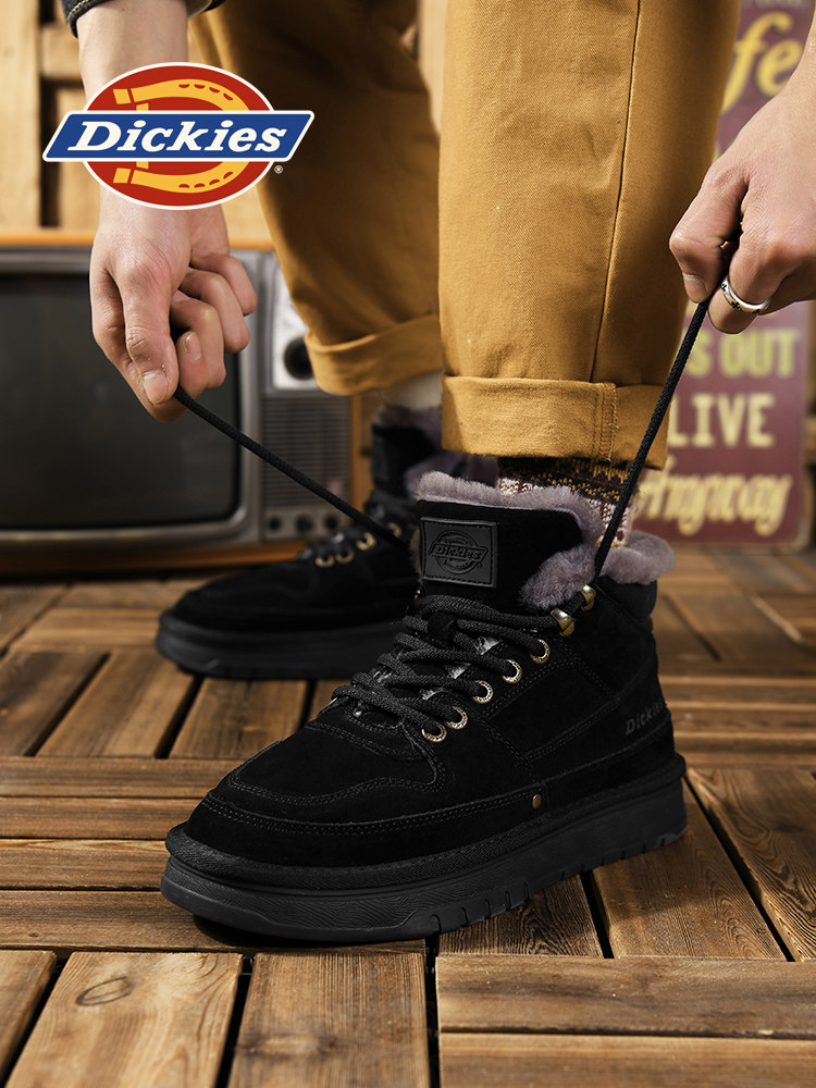 DICKIES 스노우 부츠 남성 2024 겨울 신작 풀 벨벳 따뜻한 면화 영하 내한성 남성용 짧은 부츠