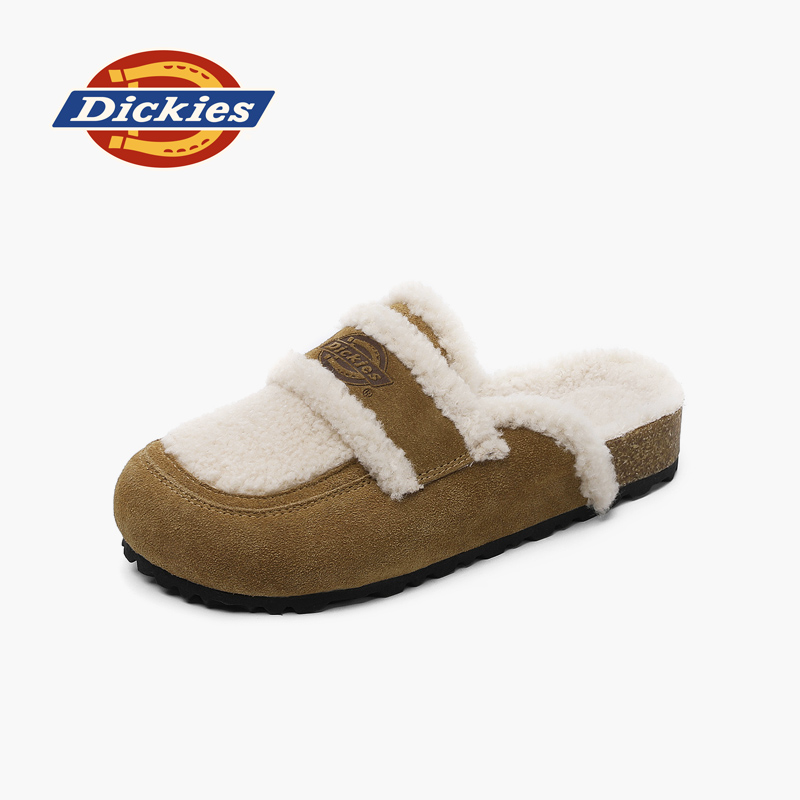 Dickies毛毛鞋女加绒棉拖居家鞋