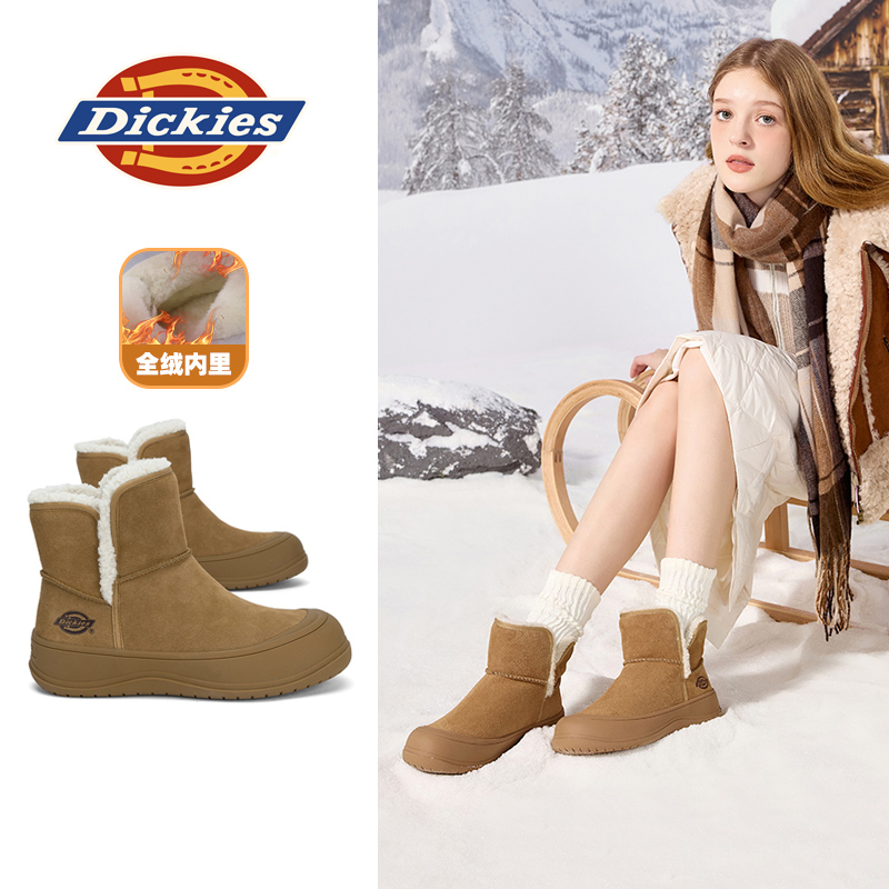 dickies雪地靴女全加绒毛毛棉鞋
