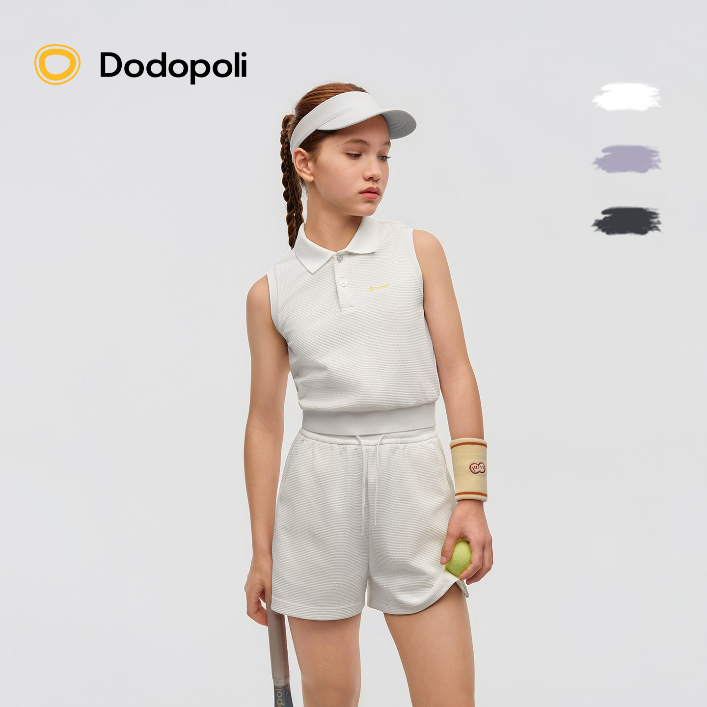 Dodopoli女童网球运动套装POLO衫背心吸湿排汗中大童短袖T恤短裤