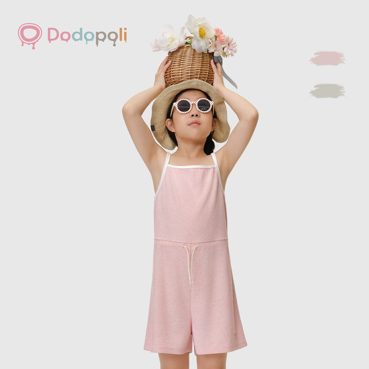 Dodopoli【夏日胶囊】女童吊带毛巾连体裤柔软透气夏撞色运动短裤