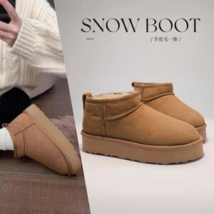 冬季新款雪地靴女桑坡厚底羊皮毛一体增高加绒加厚保暖棉鞋周冬雨