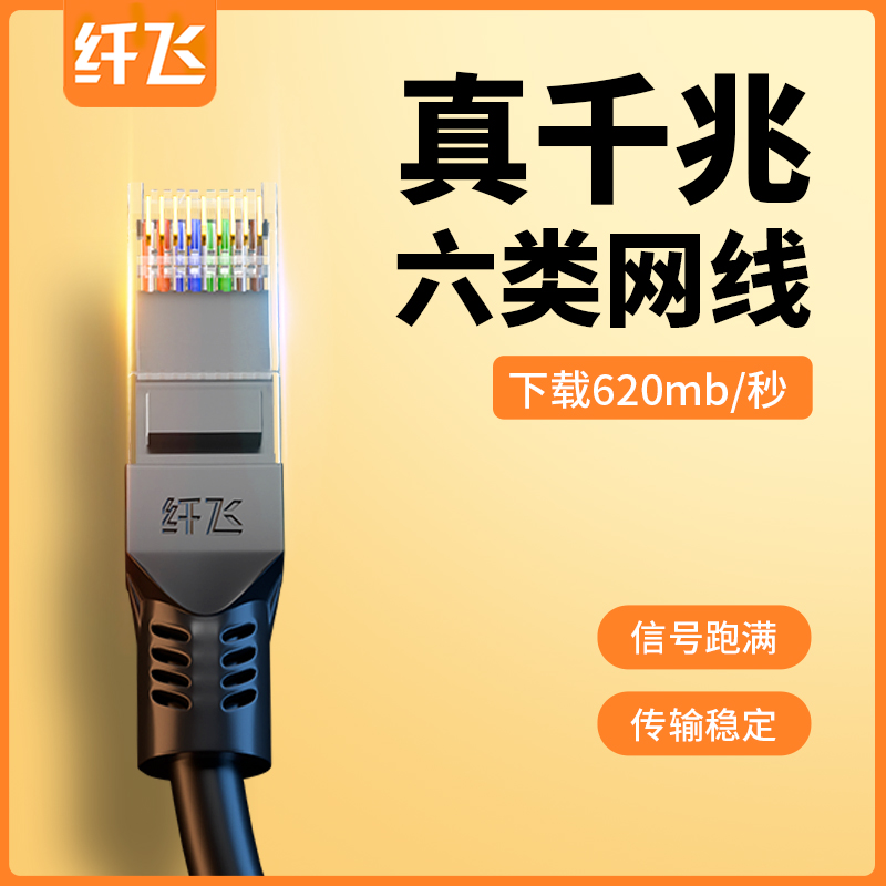 六类千兆网线cat6网络线6类无氧铜纯铜双屏蔽扁平连接线带水晶头