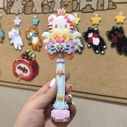 糯叽叽拼豆社HelloKitty拼豆魔法棒成品