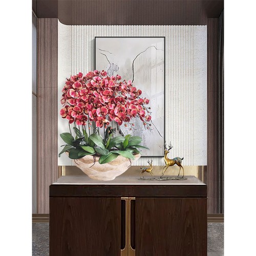 和家仿真蝴蝶兰贝壳船套装假花装饰现代轻奢风北欧客厅电视柜摆设