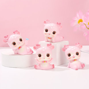 初心小萌鹿可爱卡通梅花鹿车载摆件女士上档次车内饰用品礼物