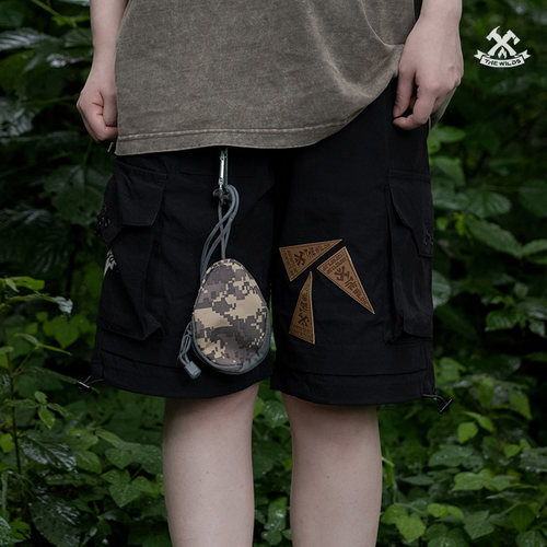 山系户外短裤工装休闲宽松薄款松紧腰男女夏大口袋印花THE WILDS