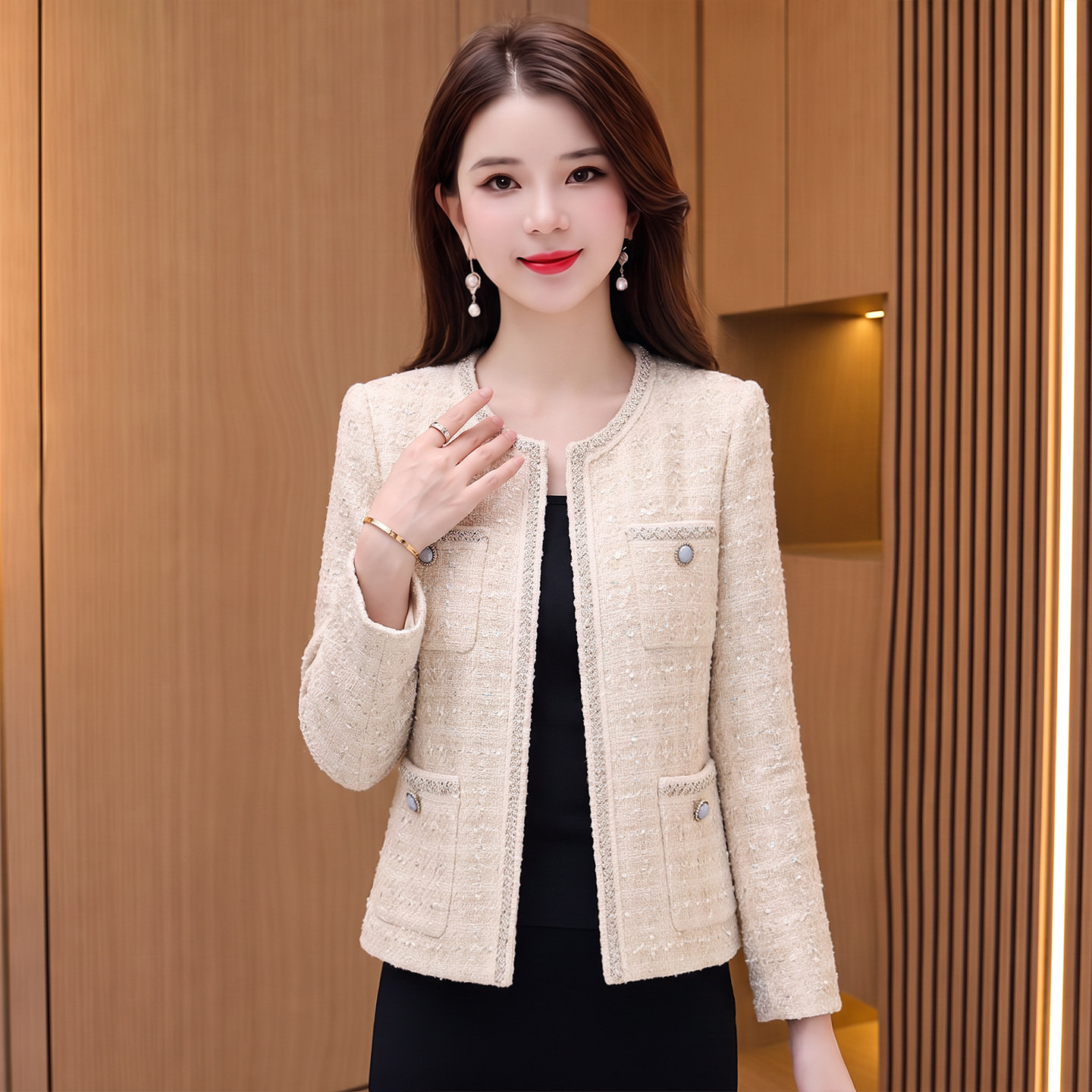 杭州白色小香风精致外套女春秋名媛气质高级感上衣漂亮高端上档次