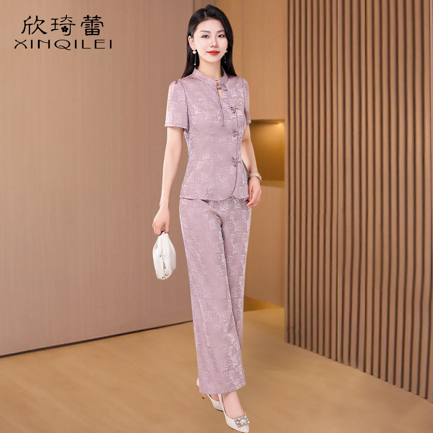 40到50多岁女装两件套装夏2026新款禅意唐装冰丝职业妈妈休闲旗袍