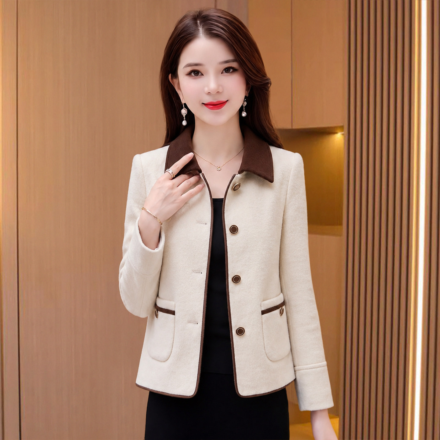 短款小香风翻领毛呢外套女秋冬今年爆款小个子羊毛呢子上衣上档次