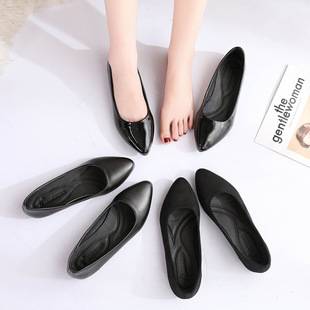 Comfortable work black shoes for women flat shoe工作平底鞋女
