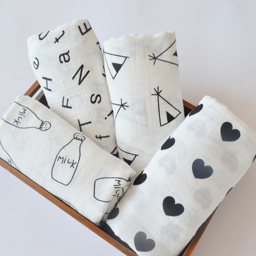 Newborn Organic Cotton Bamboo Baby Blanket Muslin Swaddle