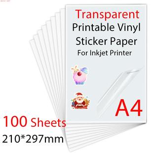 Printable Vinyl Sticker 100Sheets 210 Transparent Paper