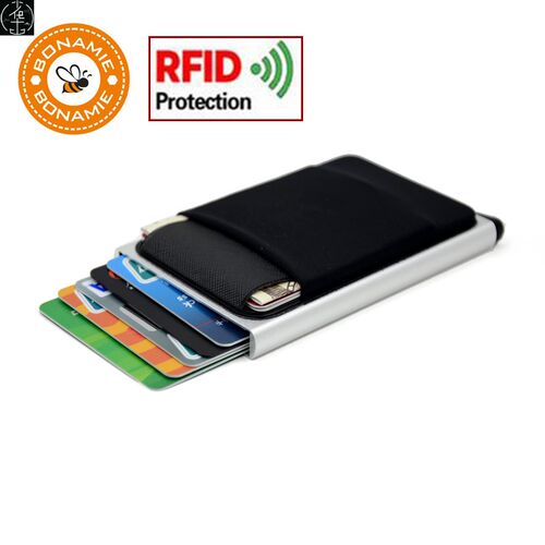 Card Holder Mini RFID Wallet Automatic Pop up Bank Card Case