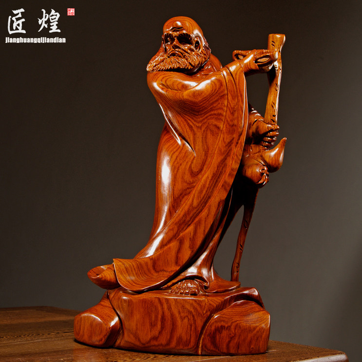 花梨木雕达摩祖师佛像摆件实木