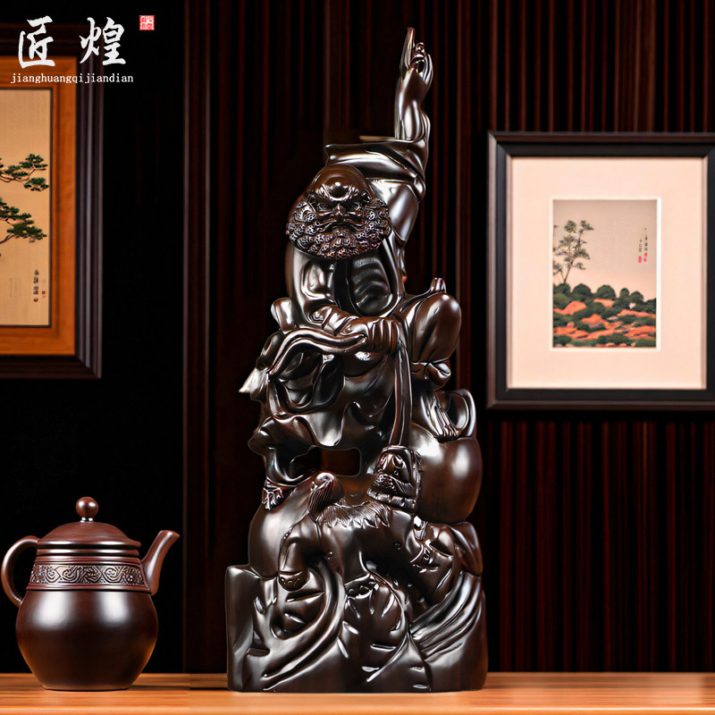黑檀木雕达摩祖师佛像摆件实木