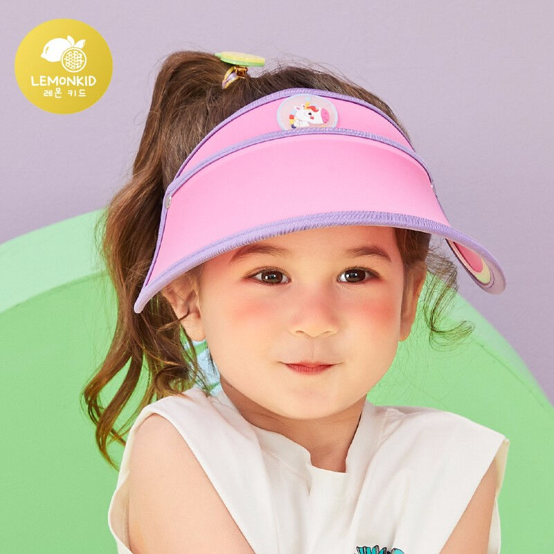 Lemonkid儿童夏季薄款空顶帽男女童户外防紫外线遮阳帽小朋友防晒