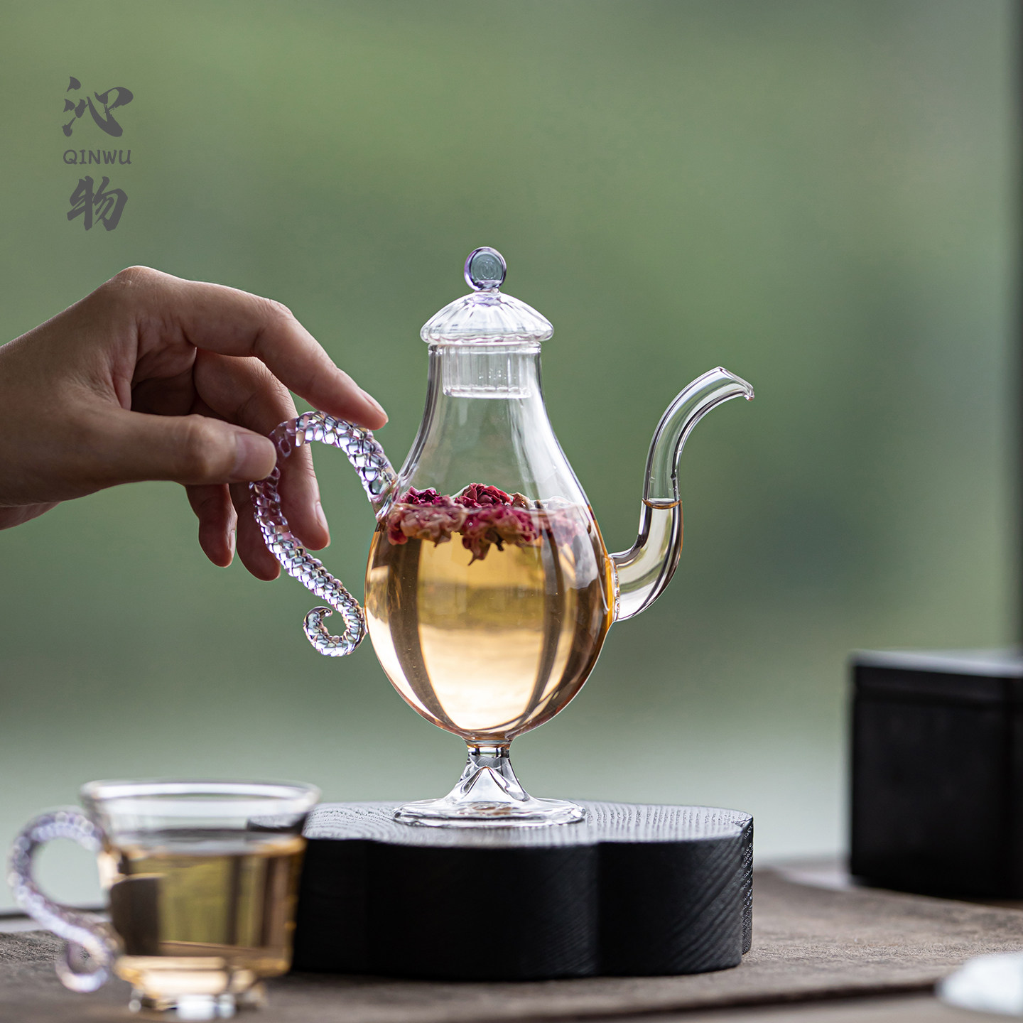 高硼硅美人泡茶壶高档玻璃手把壶防烫茶水壶女士专用茶具绿茶壶