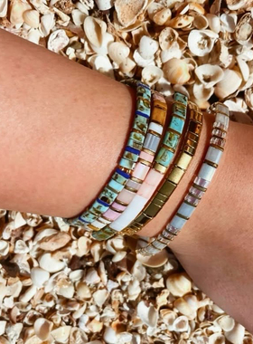 MLGM个性欧美波西米亚风春夏多巴胺小众tila珠手链弹力线串珠手串