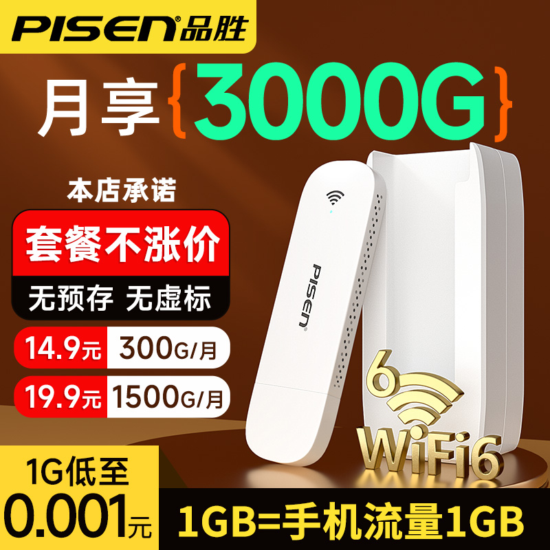 品胜随身wifi移动无线wifi网络2024新款无限速纯流量免插卡4g路由器宿舍热点车载wilf宽带便携5g上网卡托6