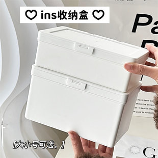 流行爆款新款ins风白色翻盖出卡手账素材防尘收纳桌面文具整理盒