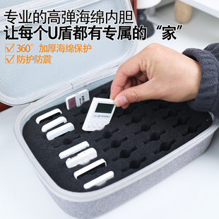 海绵模块保护U盾收纳盒 硬壳表层防摔缓震抗挤压内部海绵u盾专属仓位8/12/32只装大容量搭配分线器u盾转接线