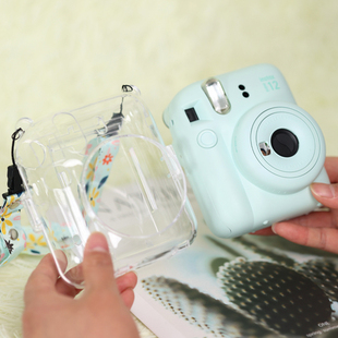 适用于富士拍立得mini12相机收纳包透明保护壳单肩斜挎可拆卸肩带送贴纸硬壳减震防摔防震抗压便携可爱小巧
